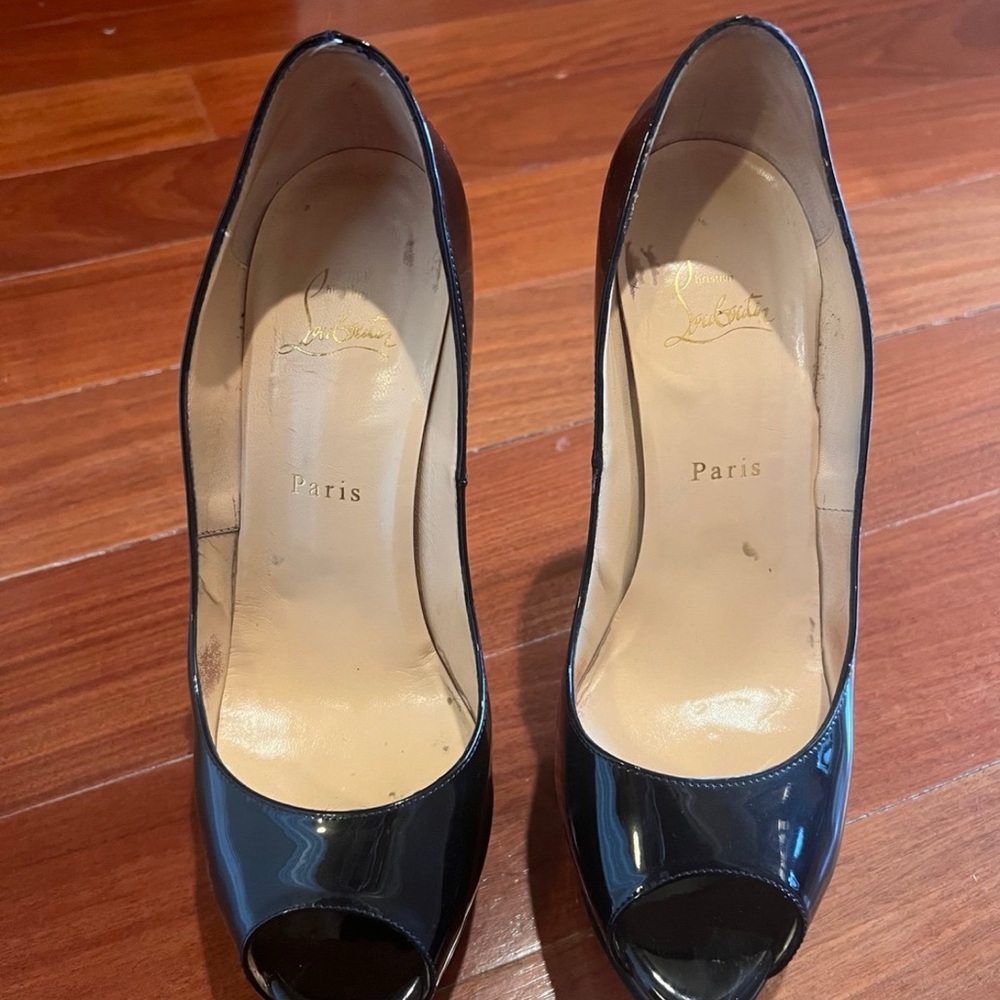 Christian Louboutin Black Lady Peep Toe  Pumps 150mm Size 40.5